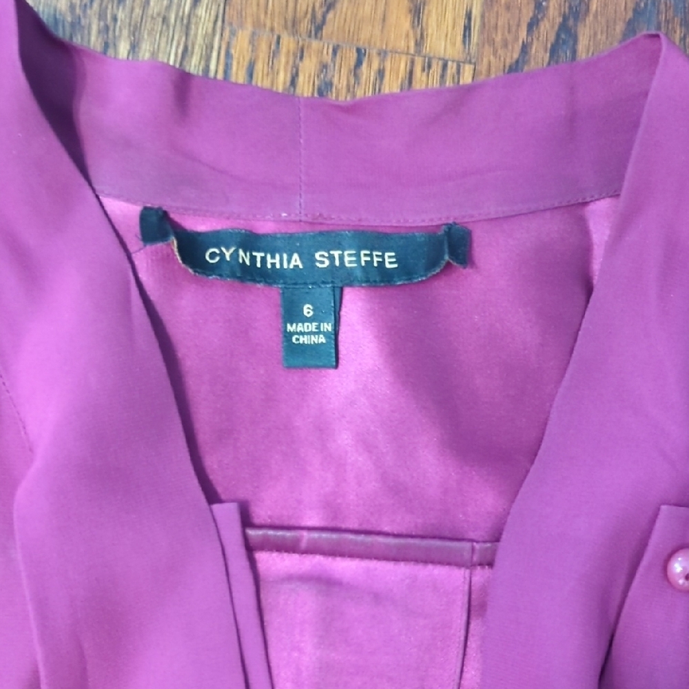 Cynthia Steffe Plum Long Sleeve Silk Tunic Dress - Picture 2 of 3
